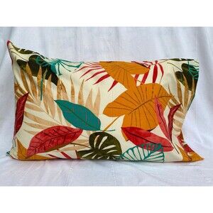 Ti, Monstera, & Palm Leaves Pattern on Cream Pillowcase | Handmade | 100% Cotton
